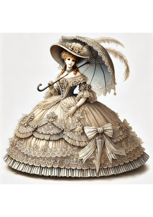Klistremerkeark Dame fra 1800-tallet, full katalog, nr. 1810