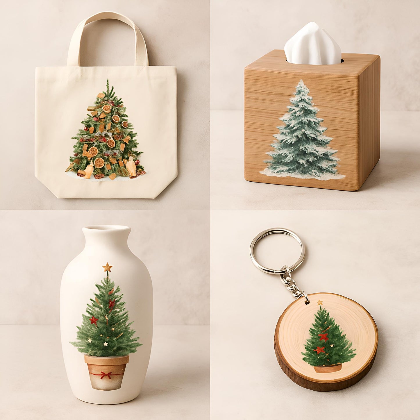 Watercolor Christmas Trees Clipart Set: 36 PNG Designs with Transparent Background