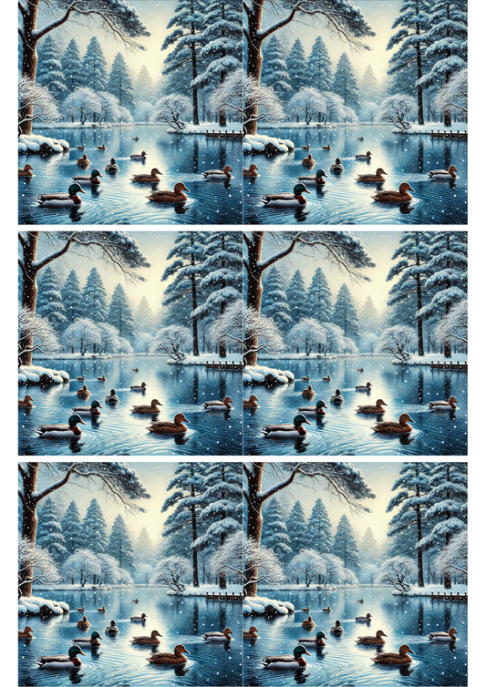 Sticker Sheet Ducks On The Lake In Winter Collage Cat. No. 1827