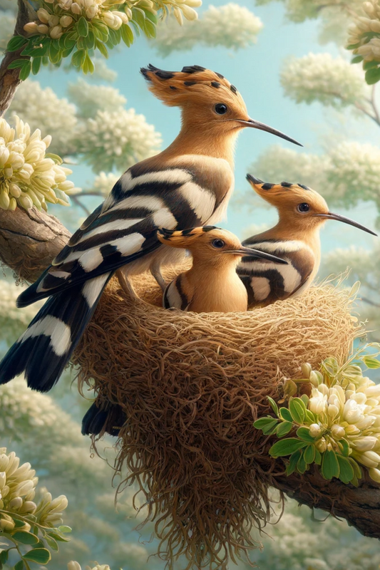 Sticker Sheet – Hoopoes In A Nest On Acacia Full Cat No. 462