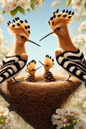 Wall Art Poster / Greeting Card / Sticker Sheet – Hoopoe In A Nest On A Pear Tree Full Cat. No. 502