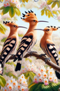 Wall Art Poster / Greeting Card / Sticker Sheet – Hoopoe On A Chestnut Tree, Full, Cat. No. 518