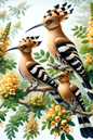Wall Art Poster / Greeting Card / Sticker Sheet – Hoopoe On Sandalwood Full Cat. No. 520