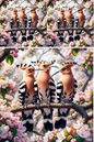 Wall Art Poster / Greeting Card / Sticker Sheet – Hoopoe On An Apple Tree Collage Cat. No. 523