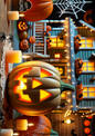 Wall Art Poster / Greeting Card / Sticker Sheet – Pumpkin Next to House Full Cat. No. 1605
