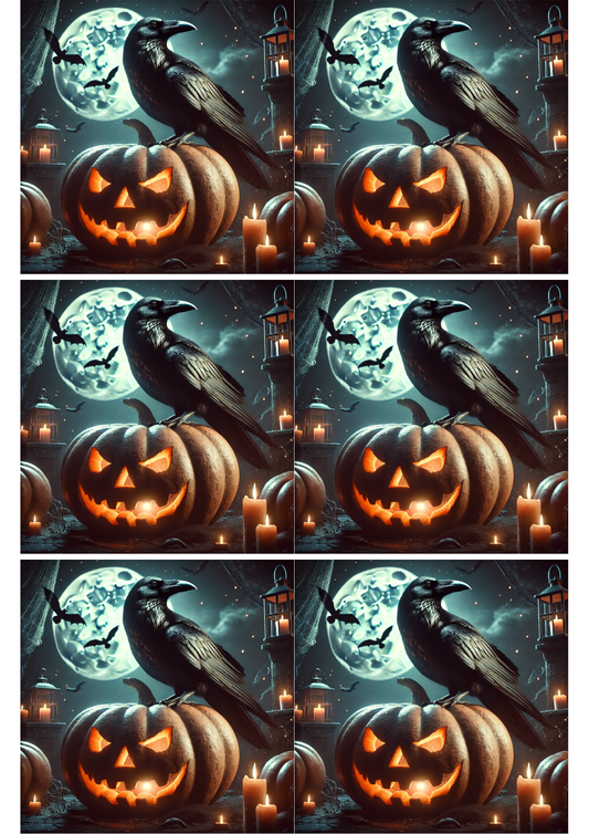 Sticker Sheet – Pumpkin and Raven Collage Cat. No. 2575
