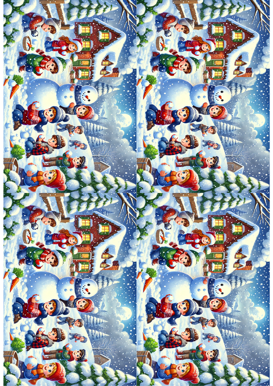 Sticker Sheet Children Make a Snowman Collage Cat. No. 1508