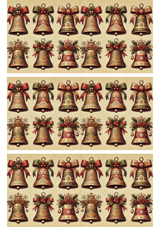 Sticker Sheet – Baroque Christmas Bells Mix Collage Cat. No. 2799
