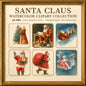 Watercolor Christmas Santa Clipart Set: 64 PNG Designs