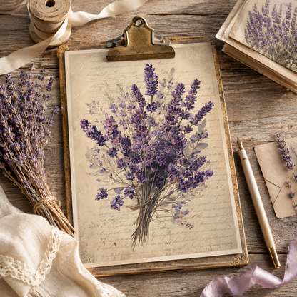 Elegant Lavender Printable Design Sheets – 16 A4 Digital Pages for Crafts (Instant Download)