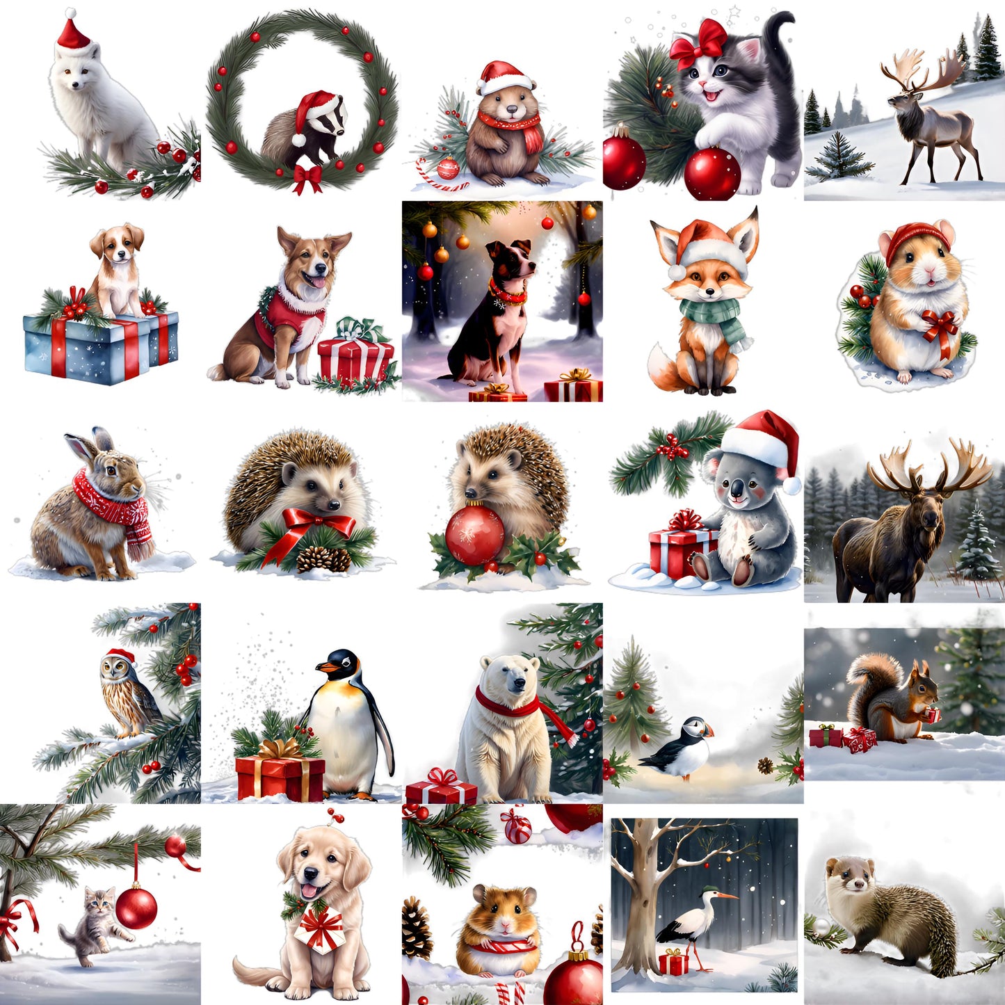 Watercolor Christmas Mega Clipart Bundle – 850+ PNG Designs with Transparent Background