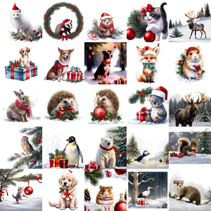 Watercolor Christmas Mega Clipart Bundle – 850+ PNG Designs with Transparent Background