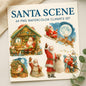 Watercolor Christmas Santa Scenes Clipart Set: 64 PNG Designs – Transparent Background – 300 DPI