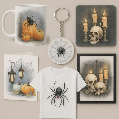 Halloween Cobweb Clipart Set – 25 PNG – Transparent – Watercolor Style – High Resolution 300 DPI