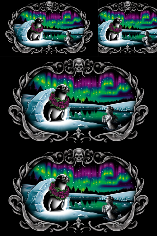 Sticker Sheet – Seal Mermaid Gothic Style Collage Cat. No. 121