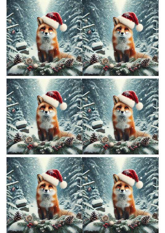 Sticker Sheet Fox In Christmas Hat Collage Cat. No. 1898