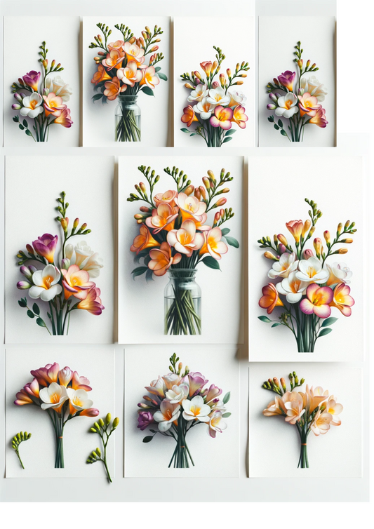 Sticker Sheet – Freesia Bouquets Collage Cat No. 1029
