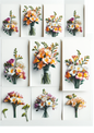 Wall Art Poster / Greeting Card / Sticker Sheet – Freesia Bouquets Collage Cat No. 1029