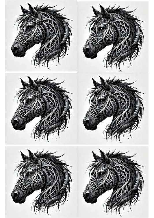 Sticker Sheet – Horse Head In Gothic Style Collage Cat. No. 2403