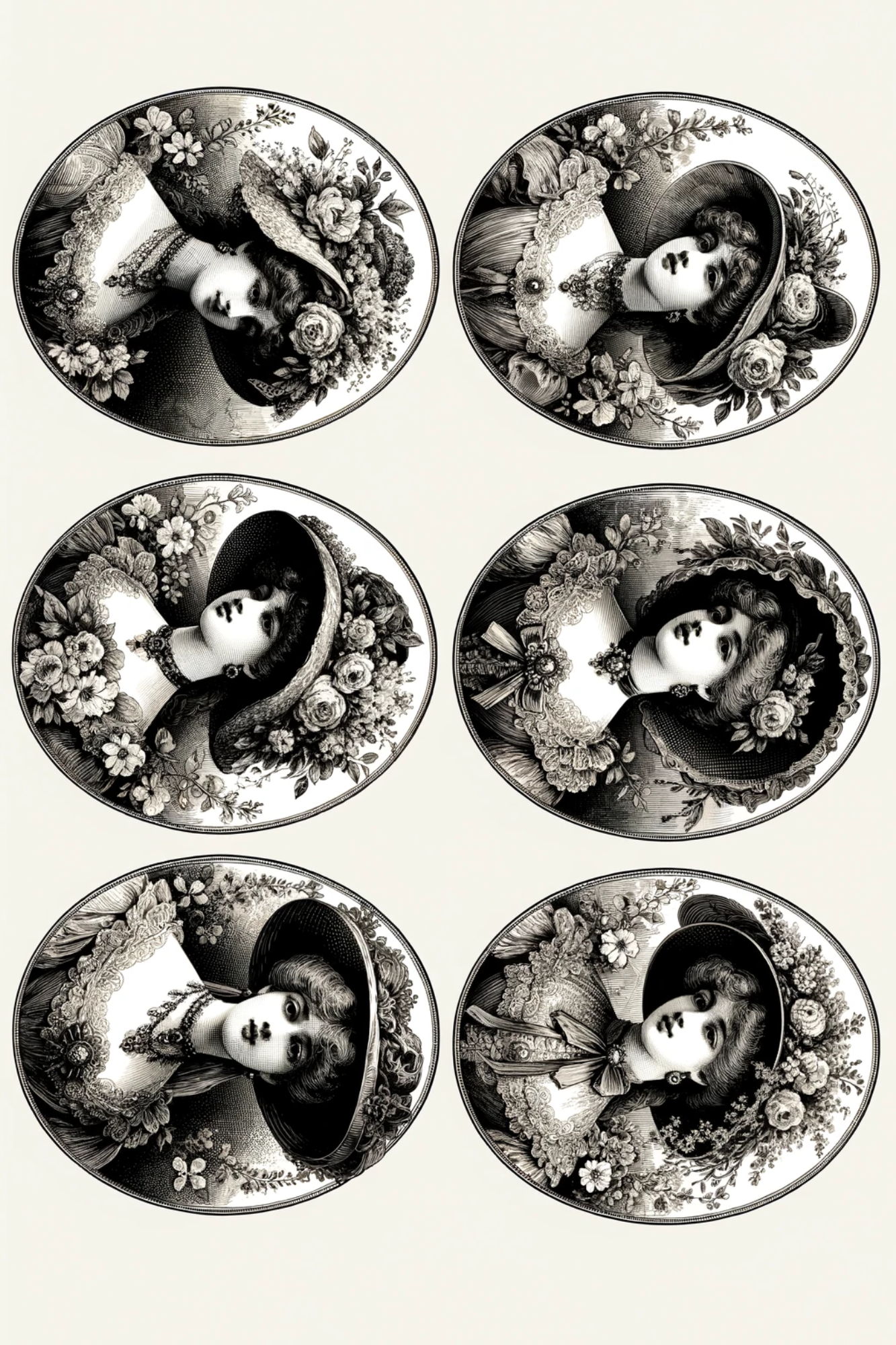 Klistremerkeark Hoder 6 Oval Full Kat.nr. 1835