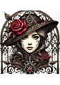 Wall Art Poster / Greeting Card / Sticker Sheet – Woman With Rose Gothic Style Full Cat. No. 1941