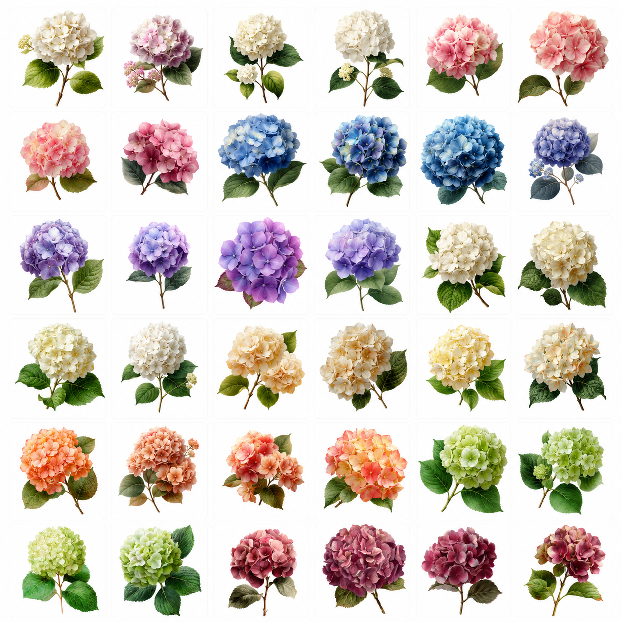 Hydrangea Printables & Clipart Bundle – 84 Digital Files, 48 A4 Sheets + 36 Cliparts for Crafts (Instant Download)