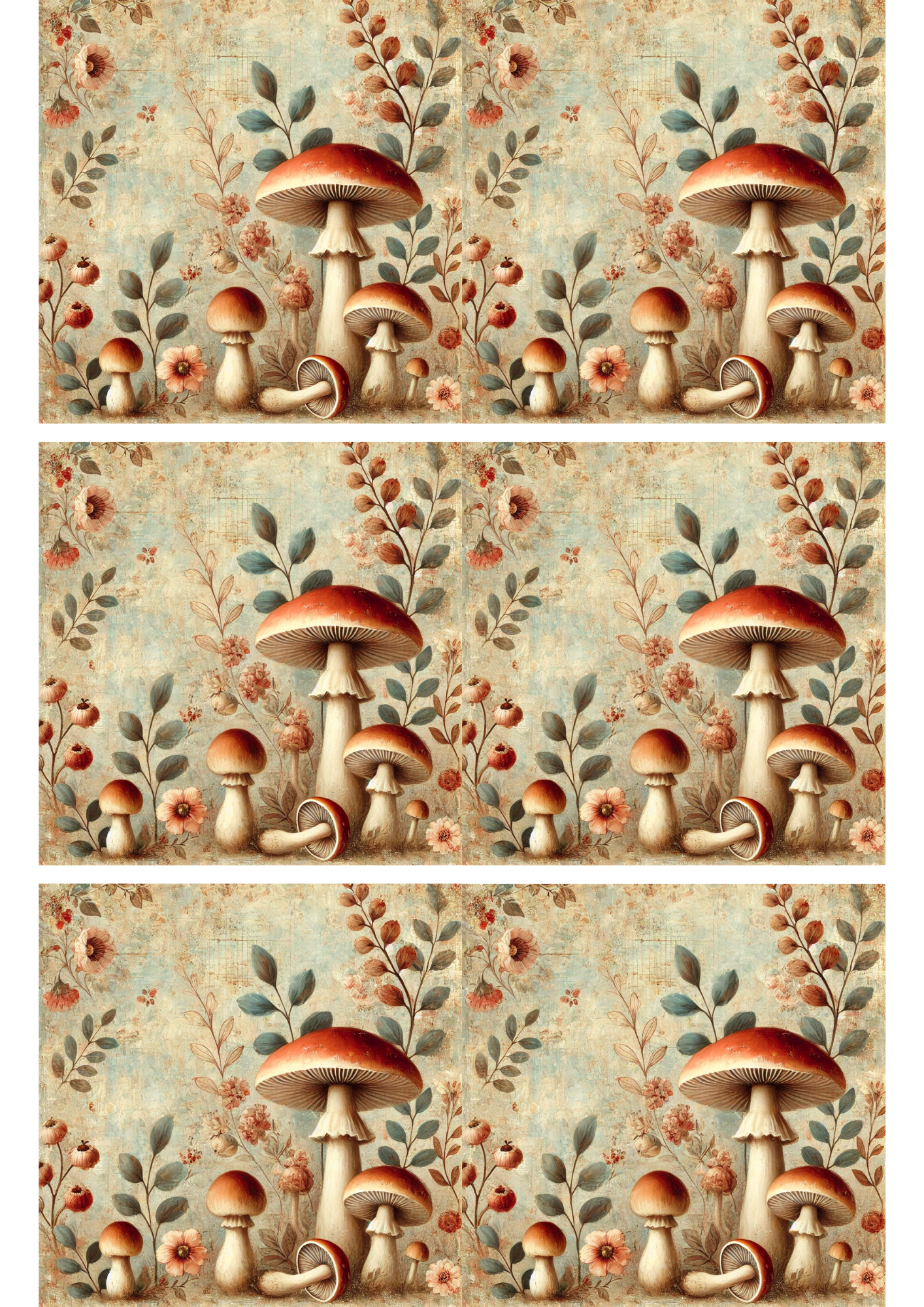 Sticker Sheet – Mushrooms Shabby Chic Collage Cat. No. 2821