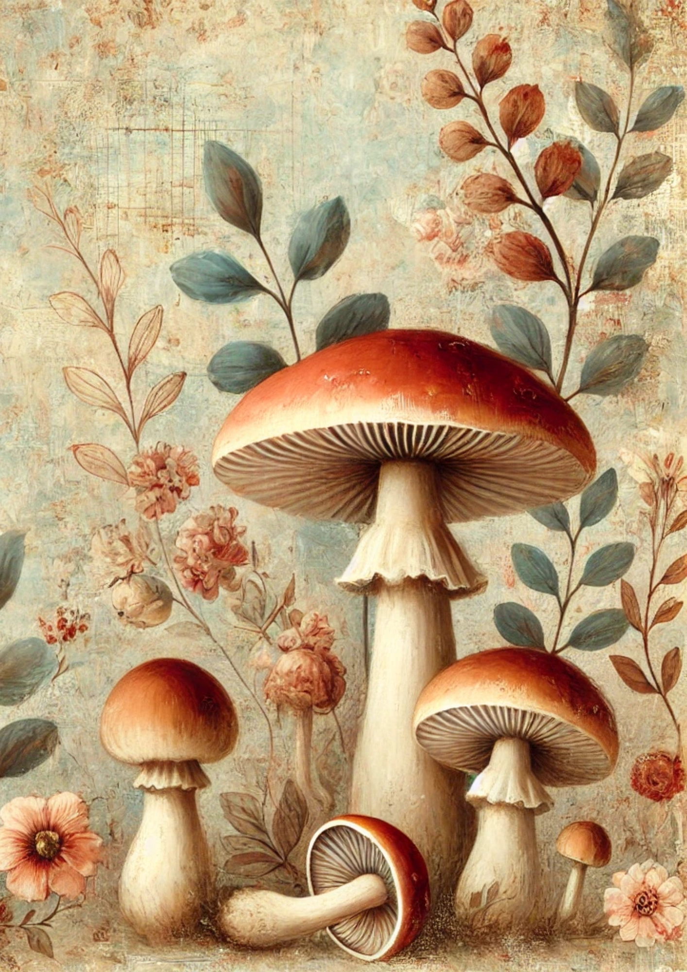 Sticker Sheet – Mushrooms Shabby Chic Full Cat. No. 2822