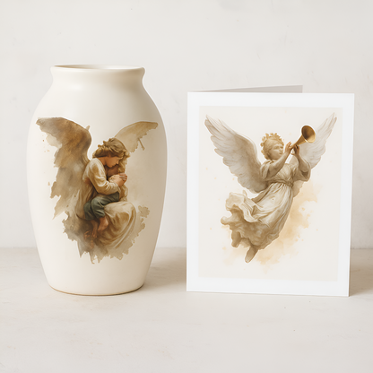 Watercolor Guardian Angels Clipart Set: 48 PNG Designs with Transparent Background (Digital Download)