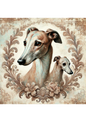 Wall Art Poster / Greeting Card / Sticker Sheet – Greyhound Shabby Chic Full Cat. No. 1951