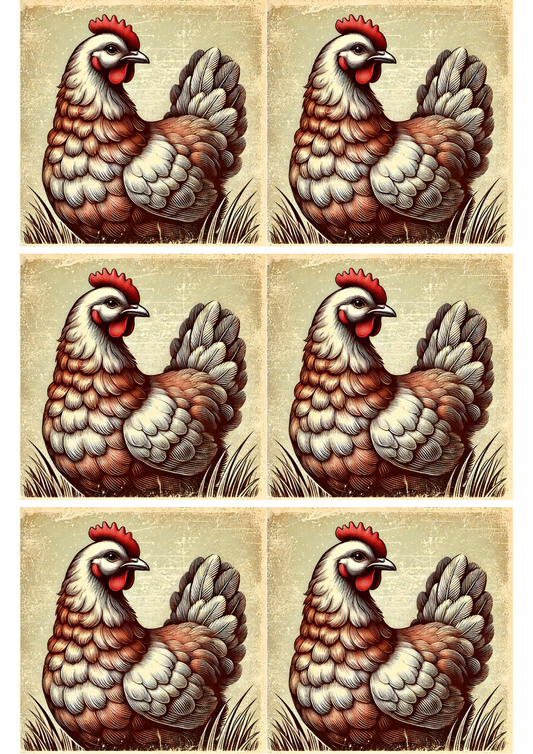 Sticker Sheet Hen Collage Cat. No. 1952