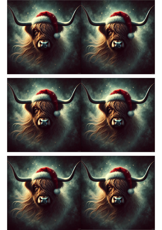 Sticker Sheet – Highland Cow Christmas Collage Cat. No. 2823