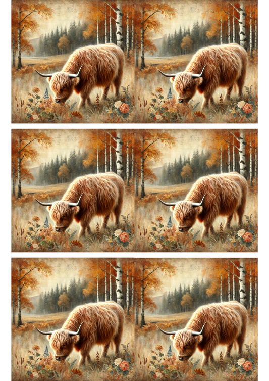 Sticker Sheet – Highland Cow in Autumn Collage Cat. No. 2825