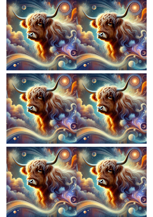 Sticker Sheet – Highland Cow Surreal 2 Collage Cat. No. 2831