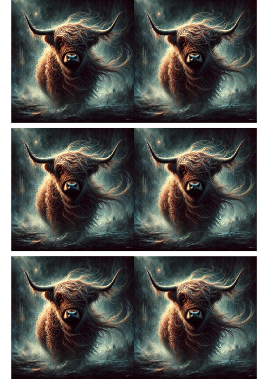 Sticker Sheet – Highland Cow Surreal Collage Cat. No. 2829