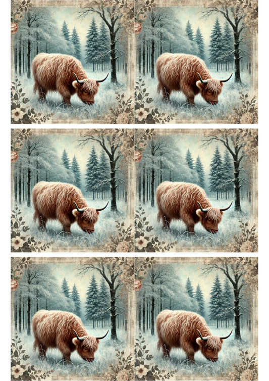 Sticker Sheet – Highland Cow in Winter Collage Cat. No. 2833