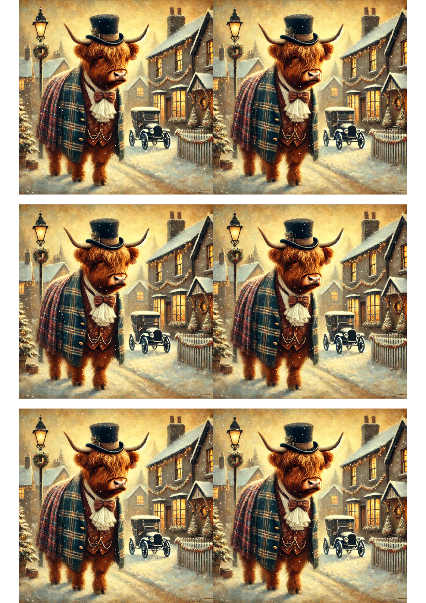 Sticker Sheet – Highland Cow On Christmas Collage Cat. No. 3005