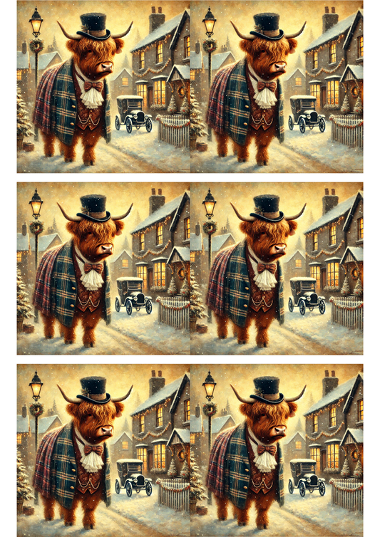 Sticker Sheet – Highland Cow On Christmas Collage Cat. No. 3005