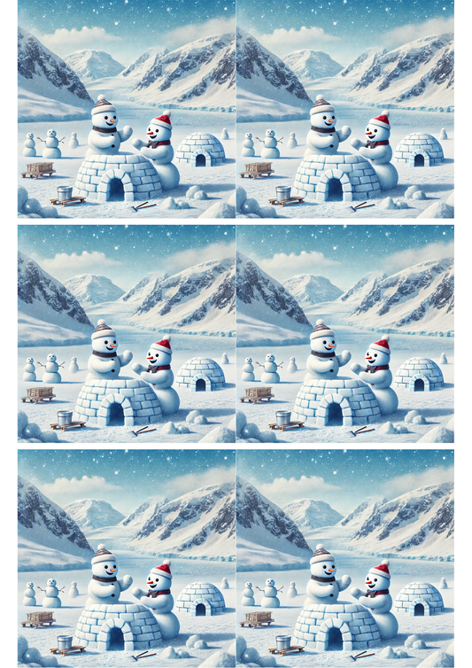 Sticker Sheet Snowmen Build An Igloo Collage Cat. No. 1960