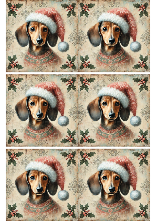 Sticker Sheet Dachshund Shabby Chic Collage Cat. No. 1962