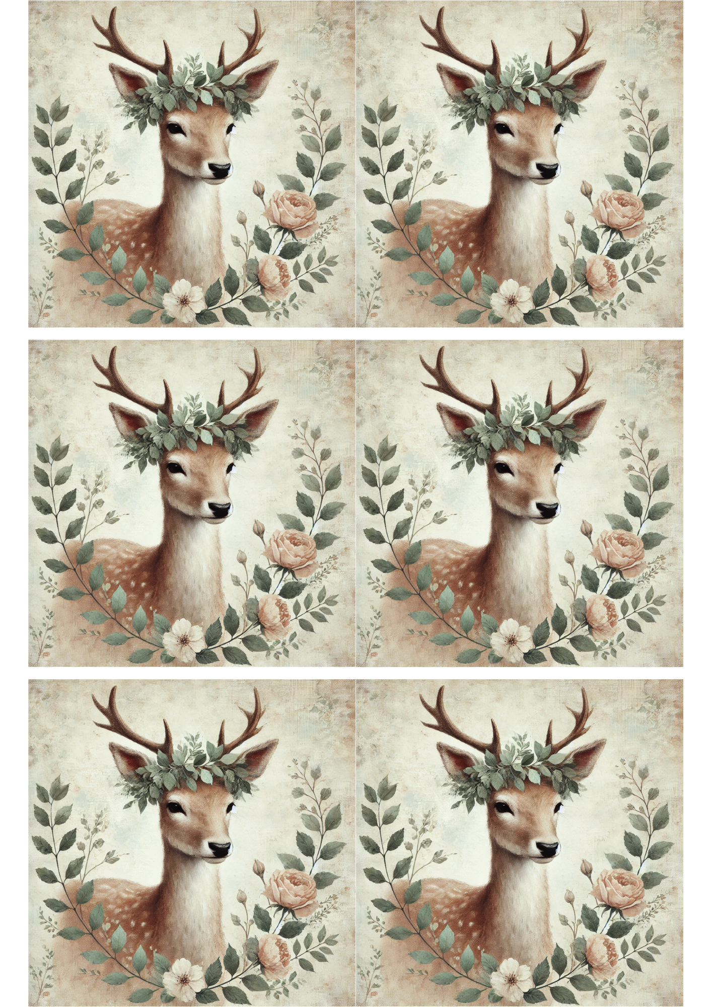 Sticker Sheet – Deer And Bay Leaves Collage Cat. No. 2581