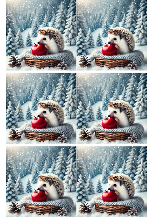 Sticker Sheet Hedgehog In The Park In Winter Collage Cat. No. 1976