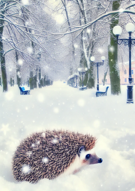 Sticker Sheet Hedgehog In The Park In Winter 2 Full Cat. No. 1975