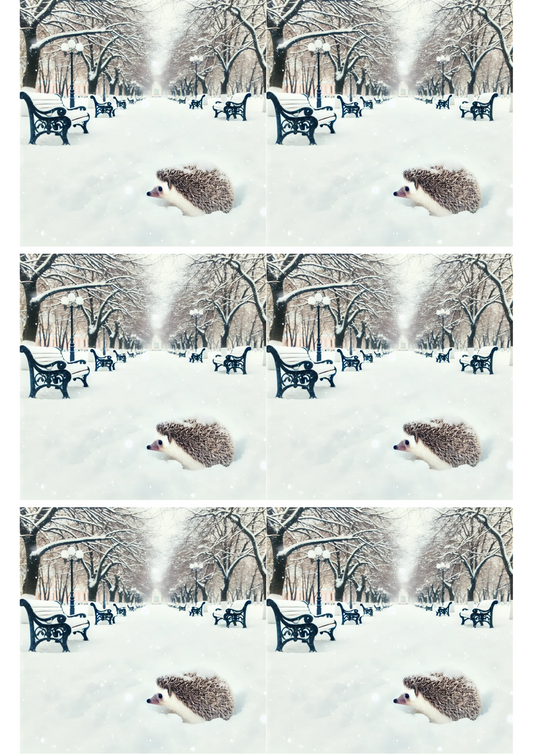 Sticker Sheet Hedgehog In The Park In Winter Collage Cat. No. 1972