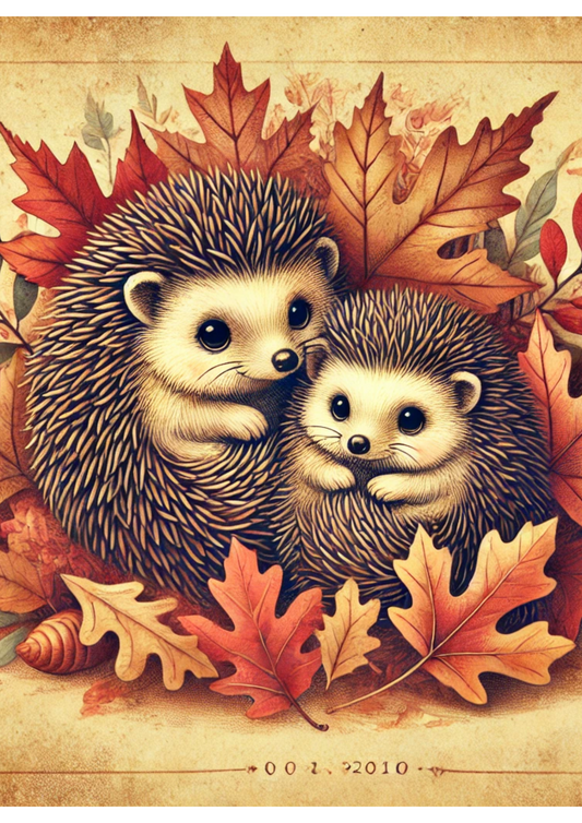Sticker Sheet Hedgehogs Among Autumn Leaves 2 Full Cat. No. 1981