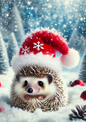 Stickerbogen Igel mit Weihnachtsmütze, vollständig, Kat.-Nr. 1985