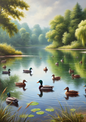 Aufkleberbogen Enten auf dem See, vollständige Kat.-Nr. 1991
