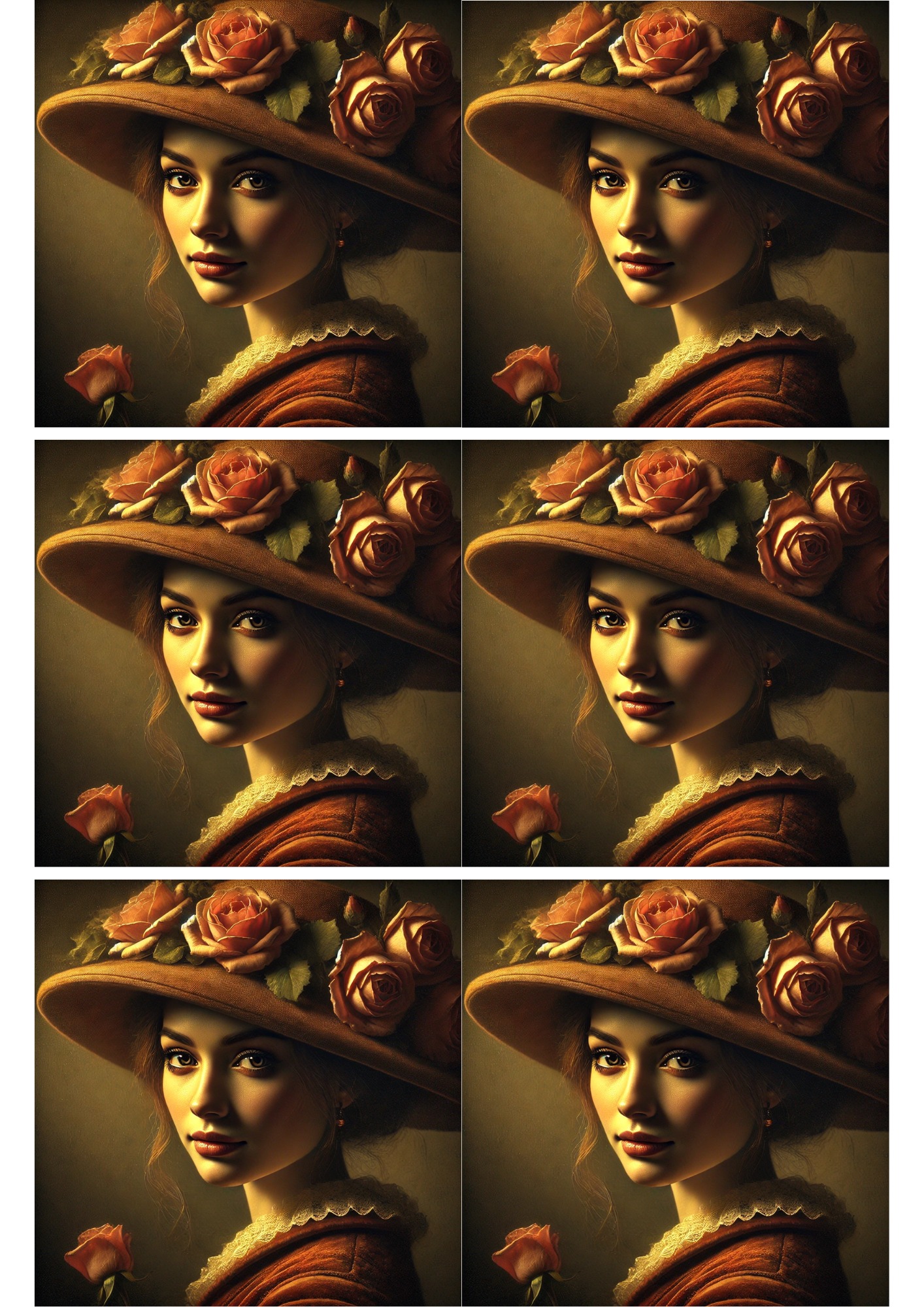 Stickerbogen Frau im Rembrandt-Stil 3 Collage Kat. Nr. 2002