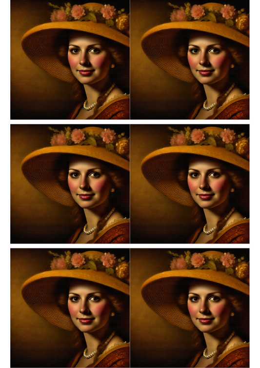 Klistremerkeark Kvinne i Rembrandt-stil 5 Kollasje Kat. nr. 2006