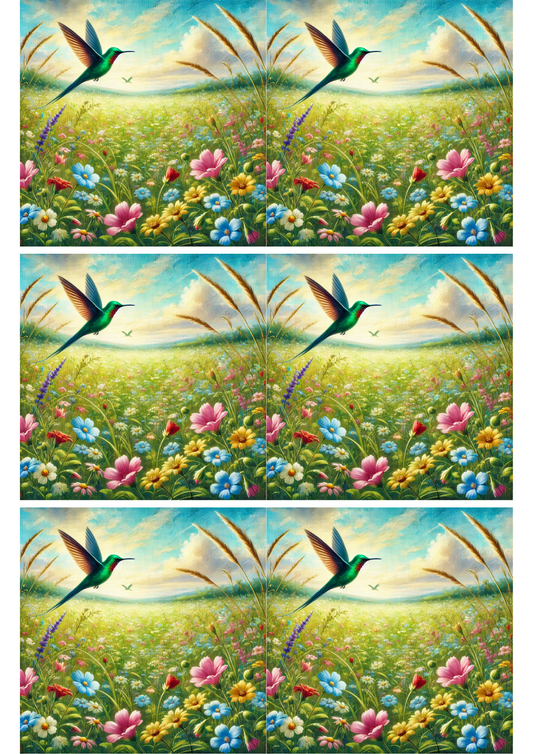 Sticker Sheet Hummingbird Over Meadow Collage Cat. No. 2012
